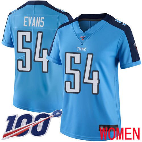 Tennessee Titans Limited Light Blue Women Rashaan Evans Jersey NFL Football #54 100th Season Rush Vapor Untouchable